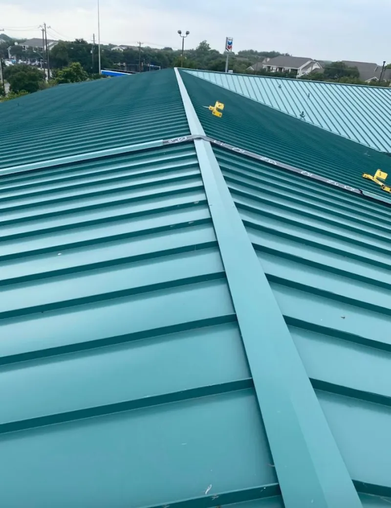 Green commercial metal roof ridge and valley for Metal Roof Repair in Murrieta